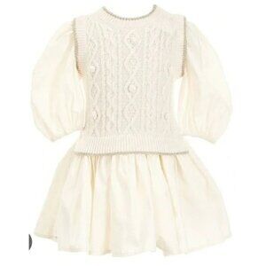 A Loves A Girls Cream Knit Dress w/ Tulle Skirt Girls XL New $69 Retail